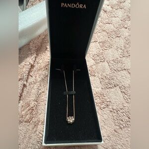 Pandora Rose Gold Necklace with Sparkling Snowflake Charm